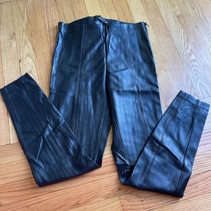 Zara Black Leather Leggings with ankle zipper